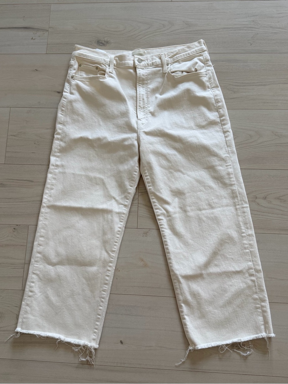 MOTHER The Rambler Zip Ankle Cream Jeans Size 34